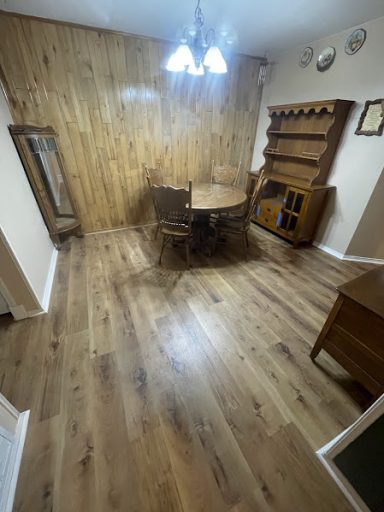 New Laminate Flooring installation in living room of San Angelo TX home. New Laminate Flooring installation in dining room of San Angelo TX home.
